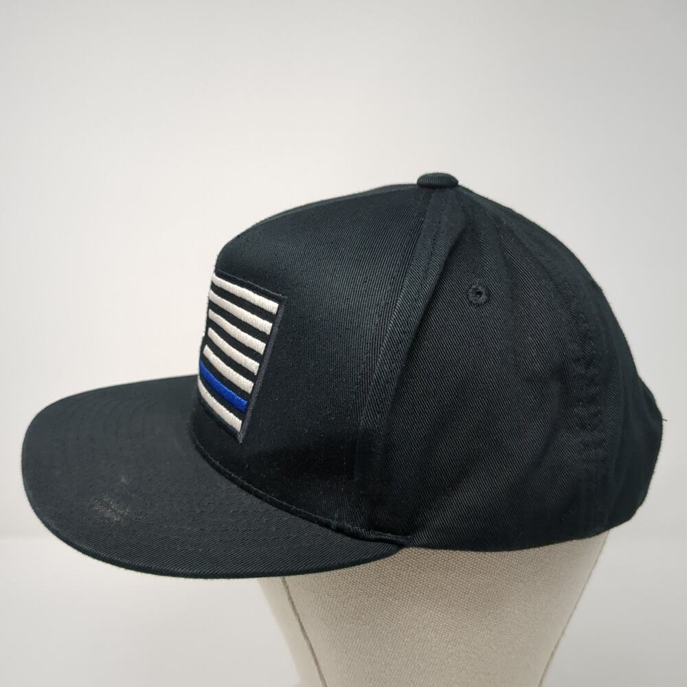 Thin Blue Line Flag Patch Snapback Hat Black One … - image 3
